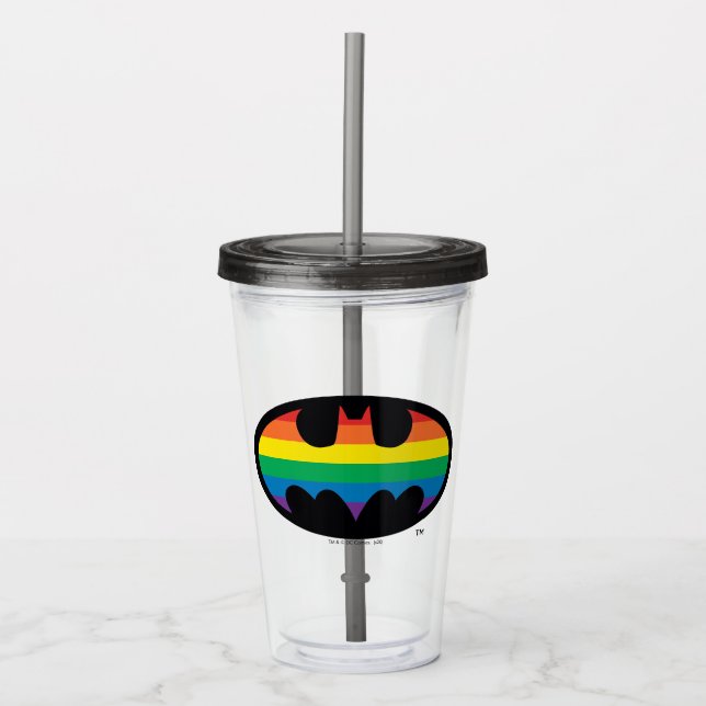 Batman Rainbow Logo Acrylic Tumbler (Front)