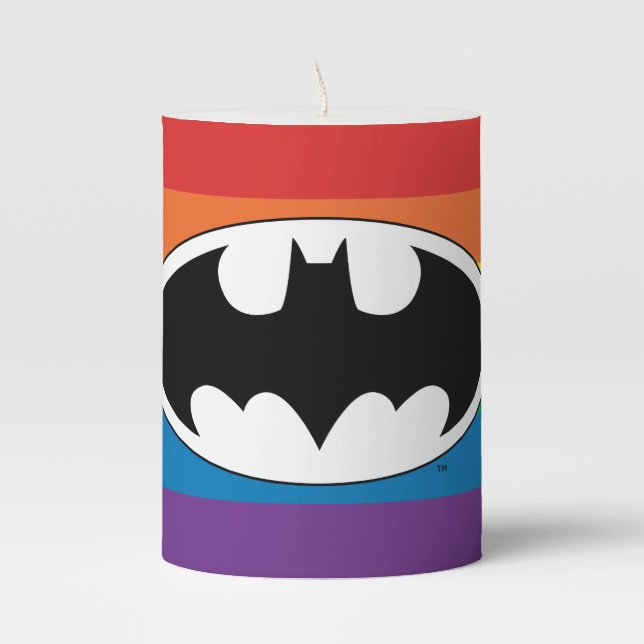 Batman Rainbow Logo Pillar Candle (Front)