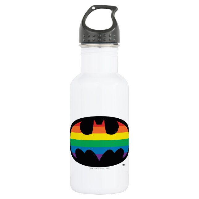 Batman Rainbow Logo Stainless Steel Water Bottle (Front)