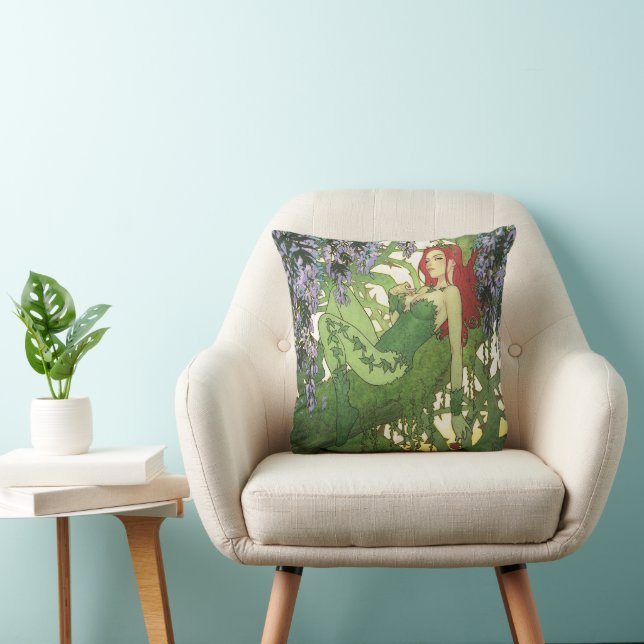 Batman Rebirth Poison Ivy Cover Illustration Throw Pillow (Chair)