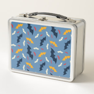 Batman   Red, Blue, and Yellow Bat Logo Pattern Metal Lunch Box