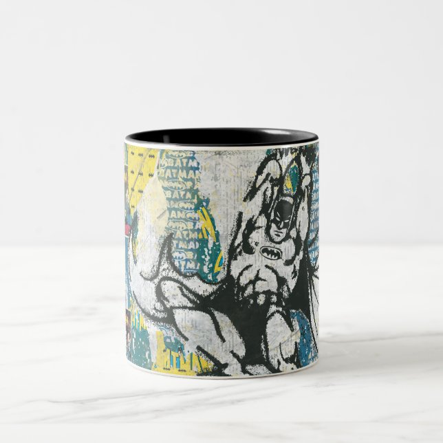 Batman - Rise Up Collage 2 Two-Tone Coffee Mug (Center)