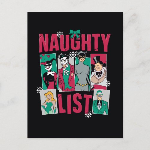 Batman  Santa Naughty List of Villains Holiday Postcard