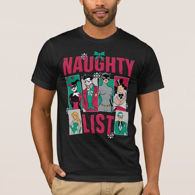 Batman | Santa Naughty List of Villains T-Shirt (Front)
