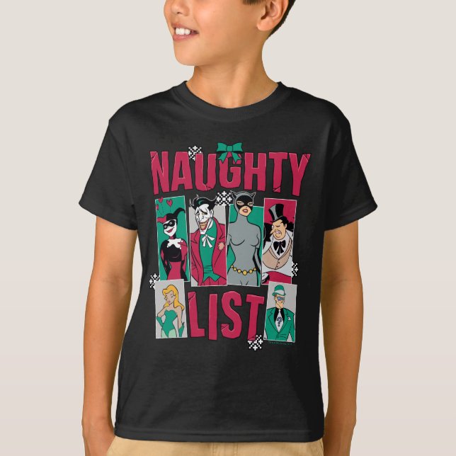 Batman | Santa Naughty List of Villains T-Shirt (Front)