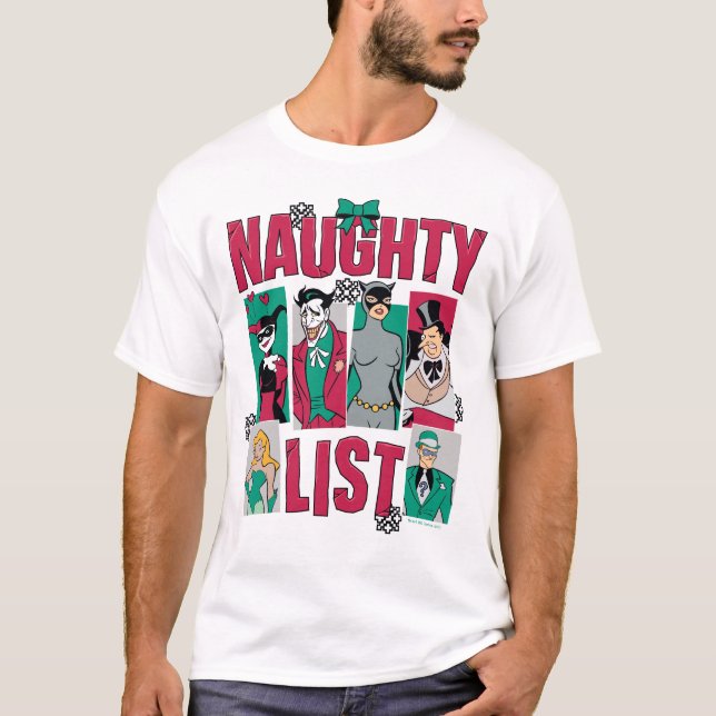 Batman | Santa Naughty List of Villains T-Shirt (Front)