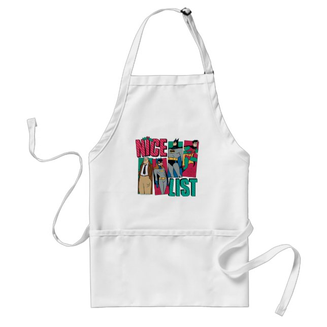 Batman | Santa Nice List of Heroes Adult Apron (Front)