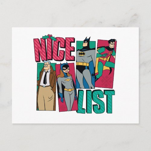 Batman  Santa Nice List of Heroes Holiday Postcard