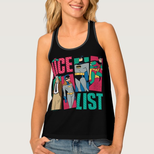 Batman | Santa Nice List of Heroes Tank Top (Front)