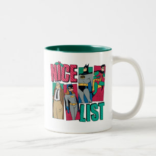 Batman Santa Nice List of Heroes Two-Tone Coffee Mug