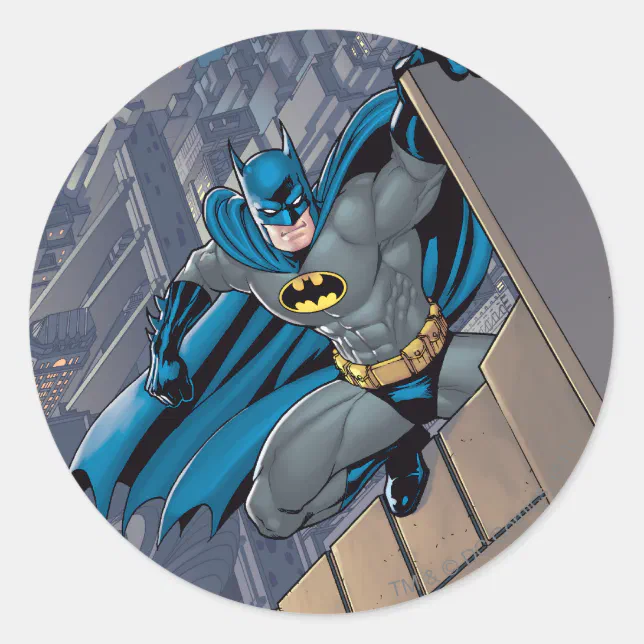 Batman Scenes - Hanging From Ledge Classic Round Sticker | Zazzle