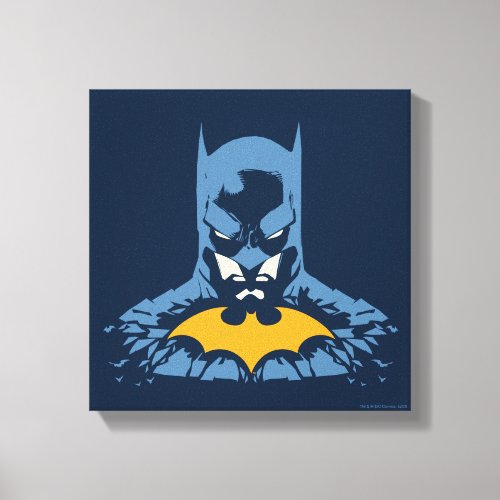 Batman Shattered Bust With Gold Logo Canvas Print