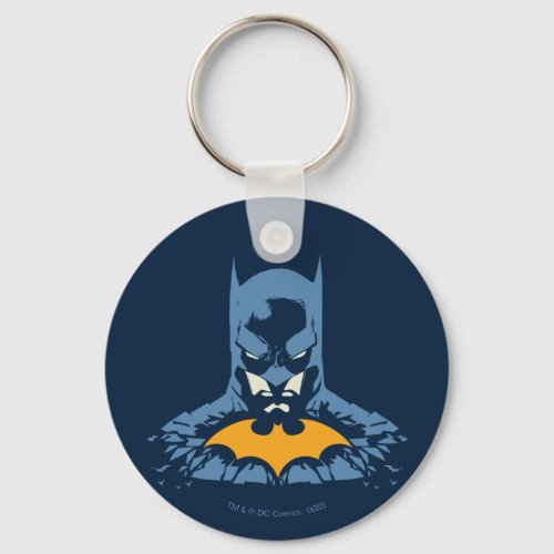 Batman Shattered Bust With Gold Logo Keychain
