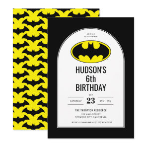 Batman Shield Kids Birthday Invitation