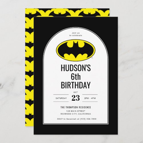 Batman Shield Kids Birthday Invitation