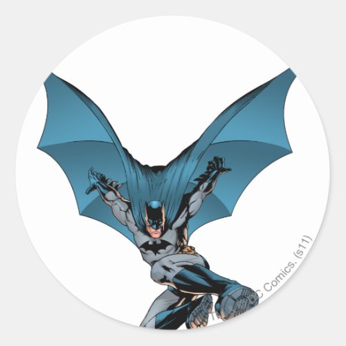 Batman skips in classic round sticker