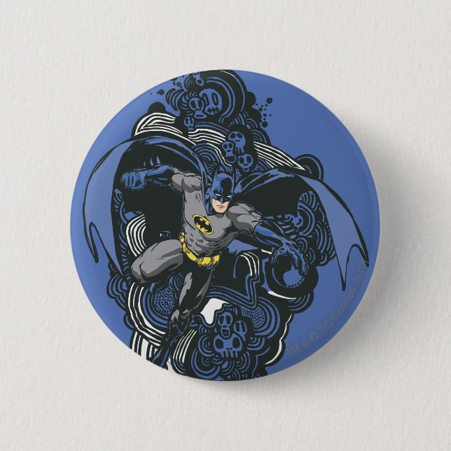 Batman Skulls/Ink Doodle 2 Pinback Button (Front)