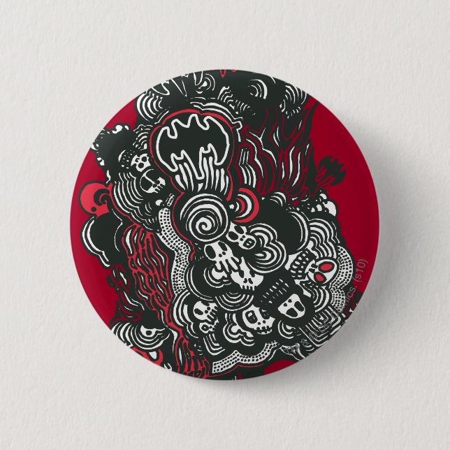 Batman Skulls/Ink Doodle Pinback Button (Front)