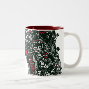 Batman Skulls/Ink Doodle Two-Tone Coffee Mug