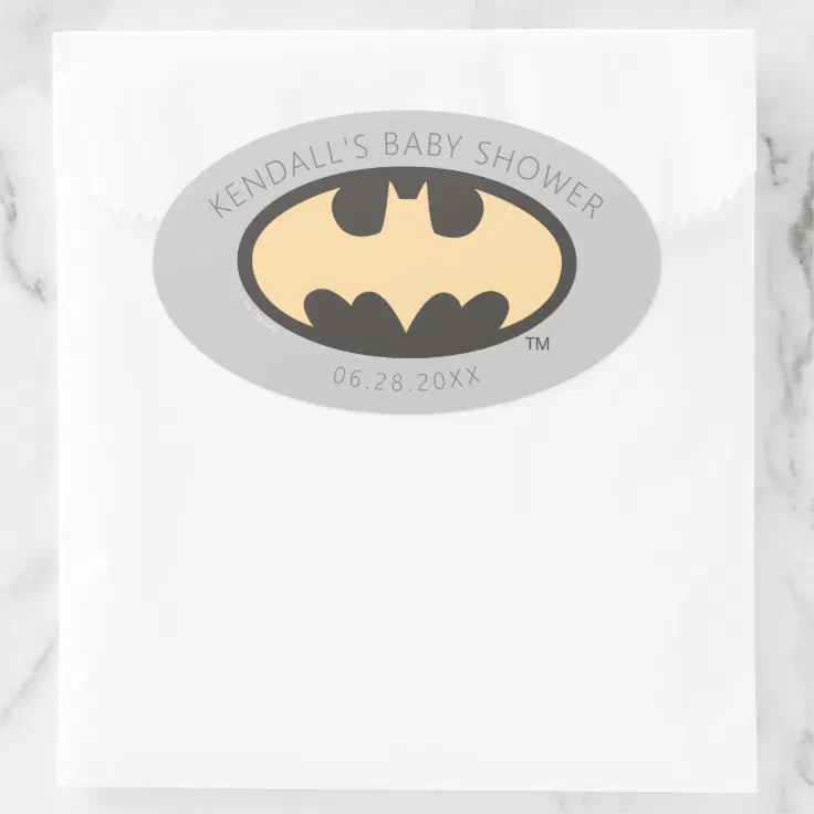 Batman Super Hero Baby Shower Oval Sticker | Zazzle