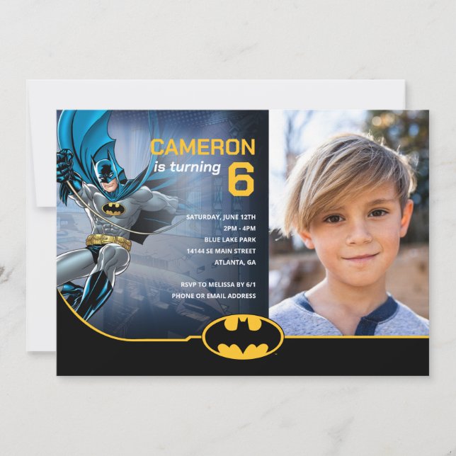 Batman Super Hero Birthday - Photo Invitation (Front)