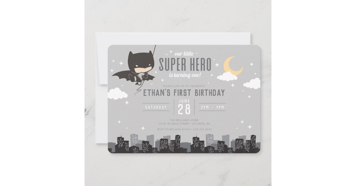 ~ Birthday Party Supplies Stationery Cards 8 BATMAN Gotham Hero INVITATIONS 