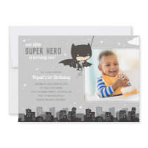 Batman Super Hero First Birthday - Photo Invitation