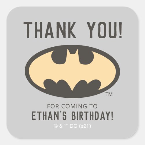 Batman Super Hero First Birthday _ Thank You Square Sticker