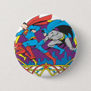 Batman + Superman + Flash Pinback Button