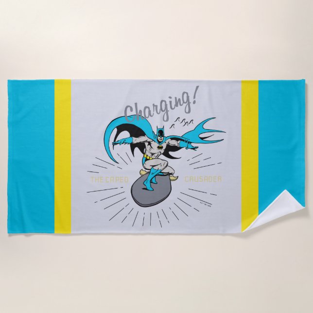 Batman Surfing - Charging! Beach Towel (Front)