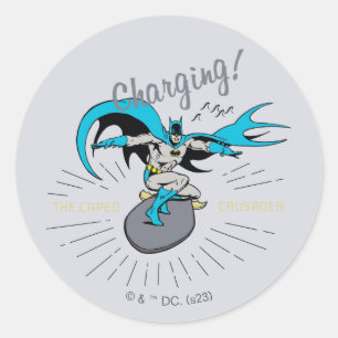 Batman Surfing - Charging! Classic Round Sticker