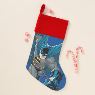 Batman swings from rope christmas stocking