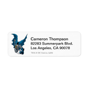 Batman swings from rope label