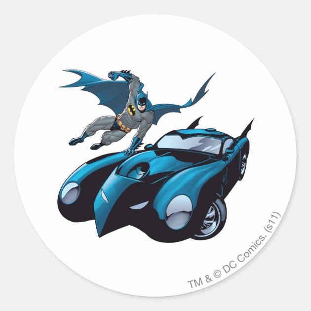 Batman Swings Over Classic Round Sticker | Zazzle