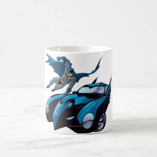 Batman swings over coffee mug