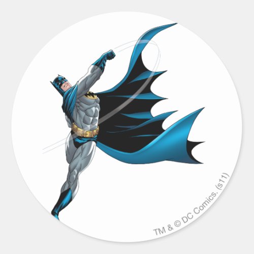 Batman Swings Punch Classic Round Sticker