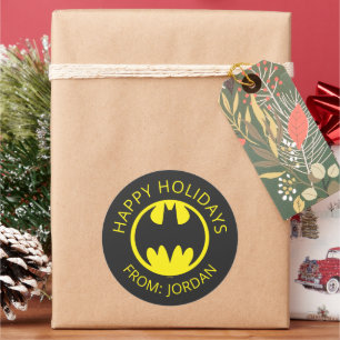 Batman Symbol   Bat Circle Logo   Happy Holidays Classic Round Sticker