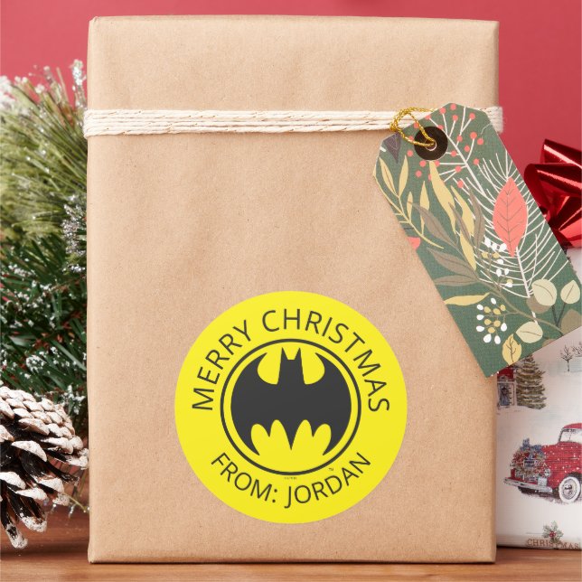 Batman Symbol | Bat Circle Logo | Merry Christmas Classic Round Sticker (Holiday)