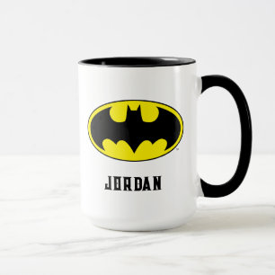 Batman Symbol   Bat Oval Logo   Add Your Name Mug