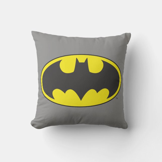 Batman Symbol | Bat Oval Logo Throw Pillow (Front)