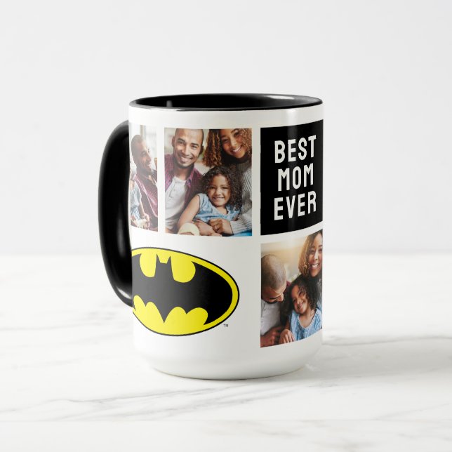 Batman Symbol | Best Mom Photo Collage Mug (Front Left)