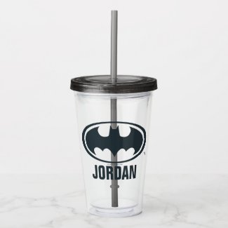 Batman Symbol Black and White Logo Acrylic Tumbler