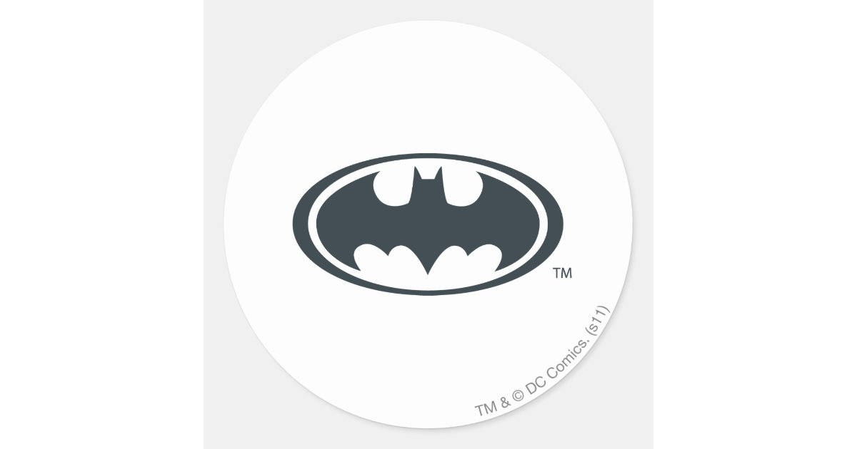 Batman Symbol | Black and White Logo Classic Round Sticker | Zazzle