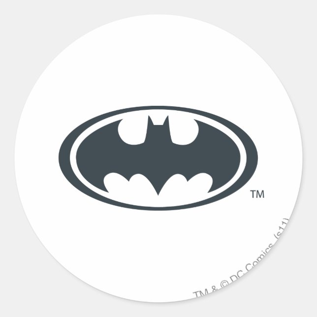 Batman Symbol | Black and White Logo Classic Round Sticker (Front)