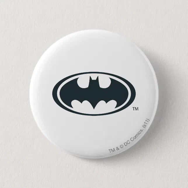 Batman Symbol | Black and White Logo Pinback Button | Zazzle