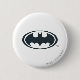 Batman Symbol Black and White Logo Pinback Button
