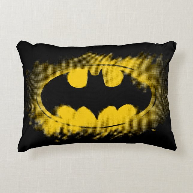 Batman Symbol | Black and Yellow Logo Accent Pillow (Front)