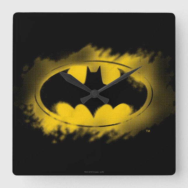 Batman Symbol | Black and Yellow Logo Square Wall Clock (Front)