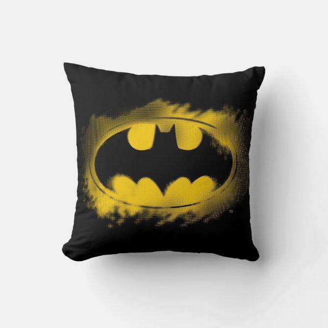 Batman Symbol | Black and Yellow Logo Throw Pillow (Front)