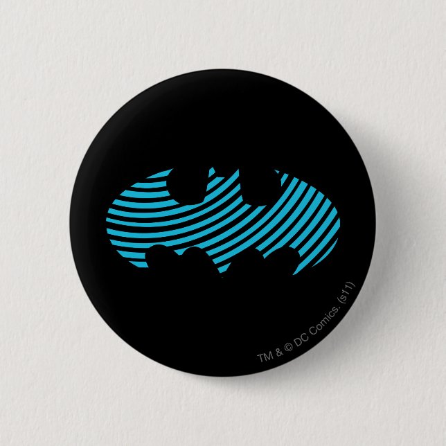 Batman Symbol | Blue Striped Logo Button (Front)